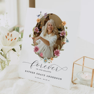 Wildflower Funeral Forever In Our Hearts Pedestal Sign