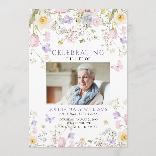 Wildflower Funeral Order of Service  Programme (Front)