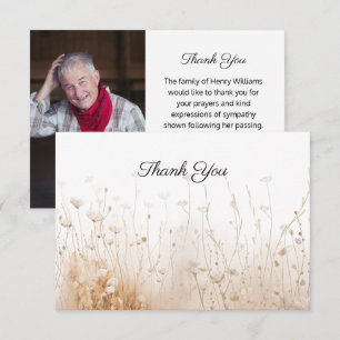 Wildflower Funeral Photo Memorial Thank You Card