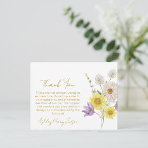Wildflower Funeral Thank You Card Bereavement