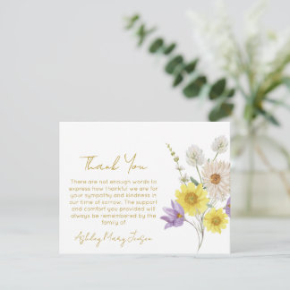 Wildflower Funeral Thank You Card Bereavement 