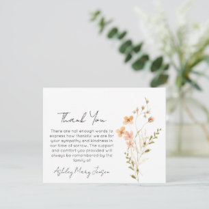 Wildflower Funeral Thank You Card Bereavement