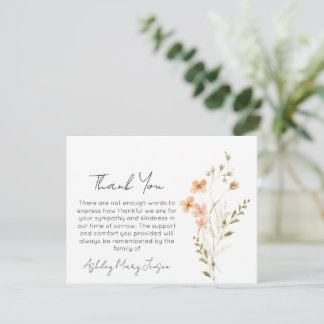 Wildflower Funeral Thank You Card Bereavement 