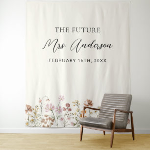 Wildflower Future Mrs. Photo Booth Backdrop Tapestry