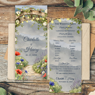Wildflower Garden Arbor Outdoor Wedding Program Invitation