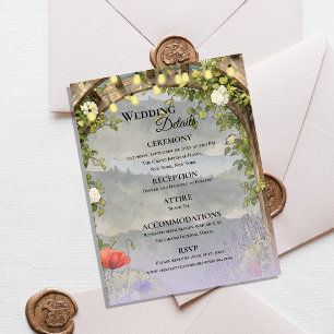 Wildflower Garden Arbor Rustic Floral Information Enclosure Card