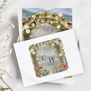 Wildflower Garden Arbor Rustic Wedding Envelope Square Sticker