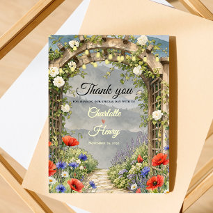 Wildflower Garden Arbor Rustic Wedding Thank You Postcard
