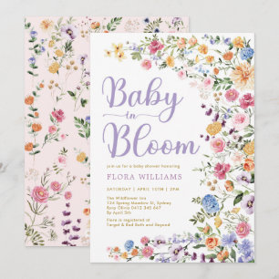 Wildflower Garden Baby in Bloom Baby Girl Shower Invitation