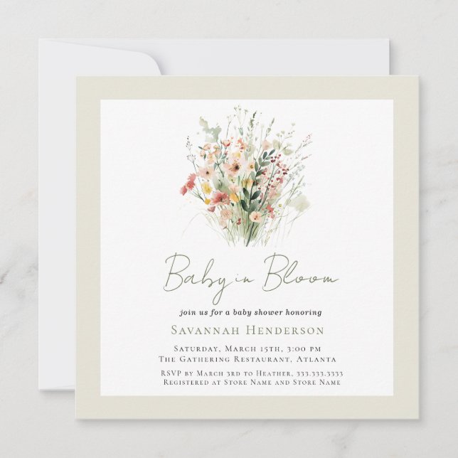 Wildflower Garden Baby in Bloom Baby Shower Invitation (Front)