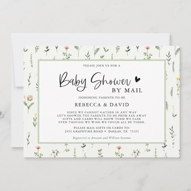 Wildflower Garden Baby Shower By Mail Invitation (Front)