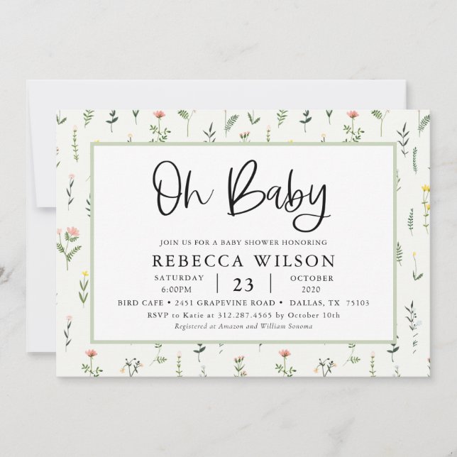 Wildflower Garden Baby Shower Invitation (Front)