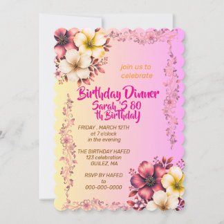 Wildflower Garden Birthday Invitation, Editable Fl Save The Date