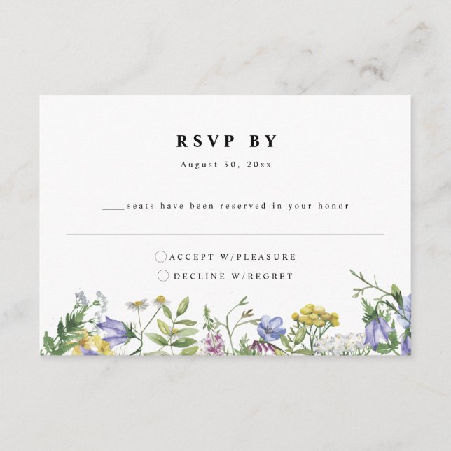 Wildflower Garden Boho Wedding RSVP Card (Front)