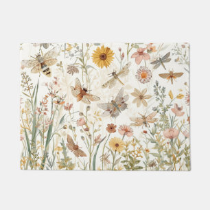 Wildflower Garden Botanical Butterflies Floral Doormat