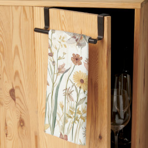 Wildflower Garden Botanical Butterflies Floral Tea Towel