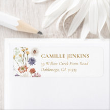 Wildflower Garden Bridal Shower Return Address