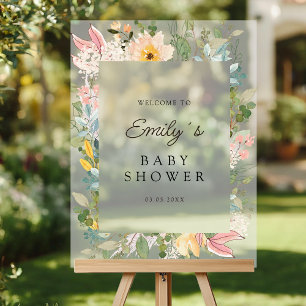 Wildflower Garden Charm   Baby Shower Welcome Acrylic Sign