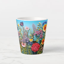 “Wildflower Garden Coffee Mug – Bright Blue Sky De