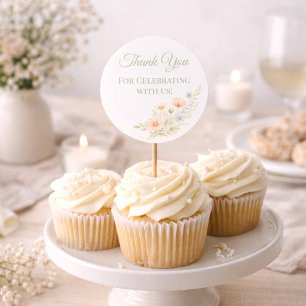 Wildflower Garden Cupcake Topper Classic Round Sticker