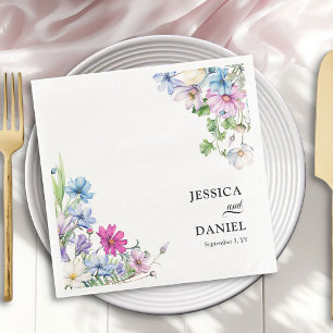 Wildflower Garden Elegant Floral Wedding Napkin
