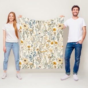 Wildflower Garden Floral Fleece Blanket