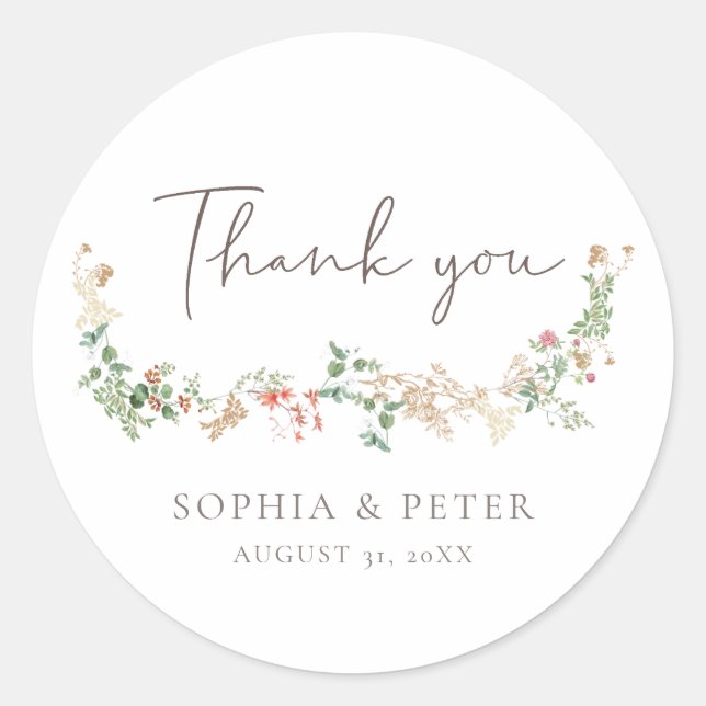 Wildflower Garden Floral Floral Thank you Sticker (Front)