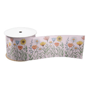 Wildflower Garden floral flower flowers Pattern    Satin Ribbon