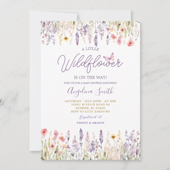 Wildflower Garden Floral Is On The Way Baby Shower Invitation (Front)