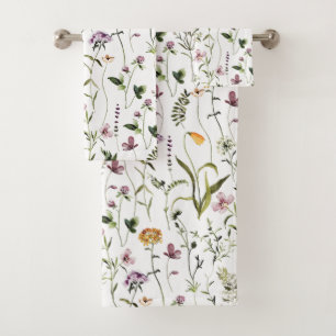 Wildflower Garden Floral Pattern Bath Towel Set