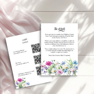 Wildflower Garden Floral Wedding Details QR Code Enclosure Card