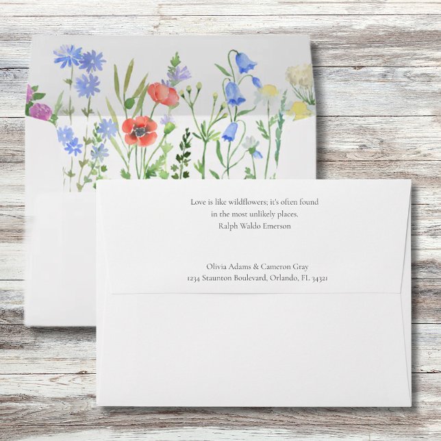 Wildflower Garden Floral Wedding Invitation Envelope (Wildflower Garden Floral Wedding Invitation Envelope)