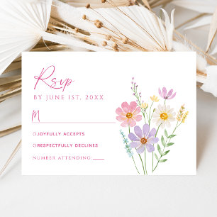 Wildflower Garden Floral Wedding RSVP Card
