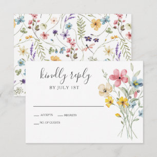 Wildflower garden Floral Wedding RSVP Card