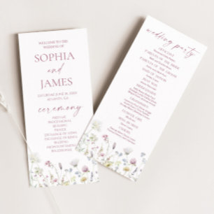 Wildflower Garden Floral Wild Flowers Wedding Programme