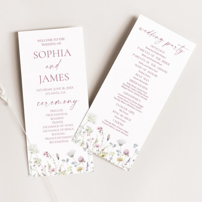 Wildflower Garden Floral Wild Flowers Wedding Programme (Creator Uploaded)