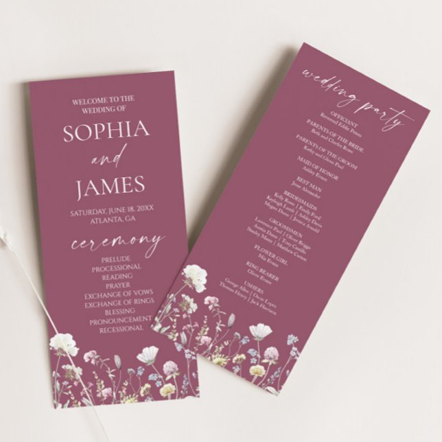 Wildflower Garden Floral Wild Flowers Wedding Programme (Creator Uploaded)