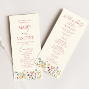 Wildflower Garden Floral Wild Flowers Wedding Programme