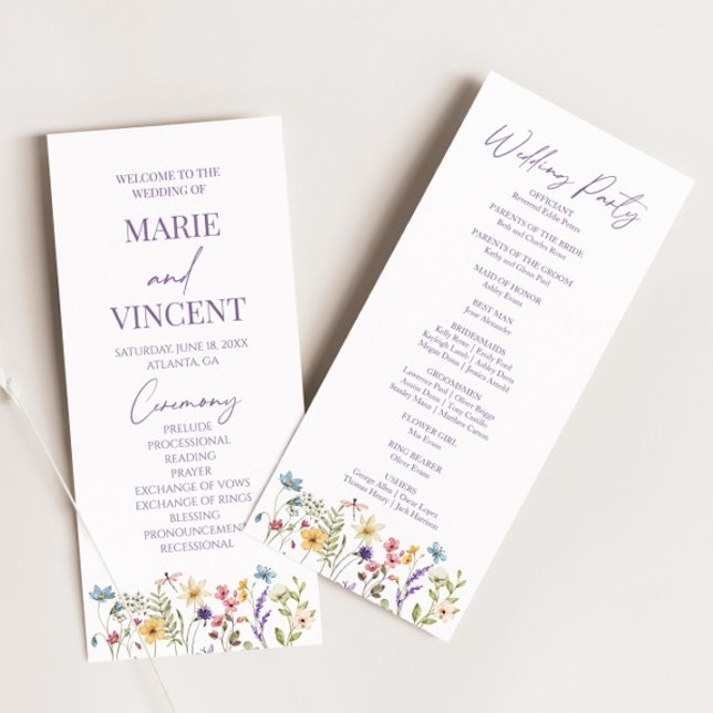 Wildflower Garden Floral Wild Flowers Wedding Programme (Creator Uploaded)