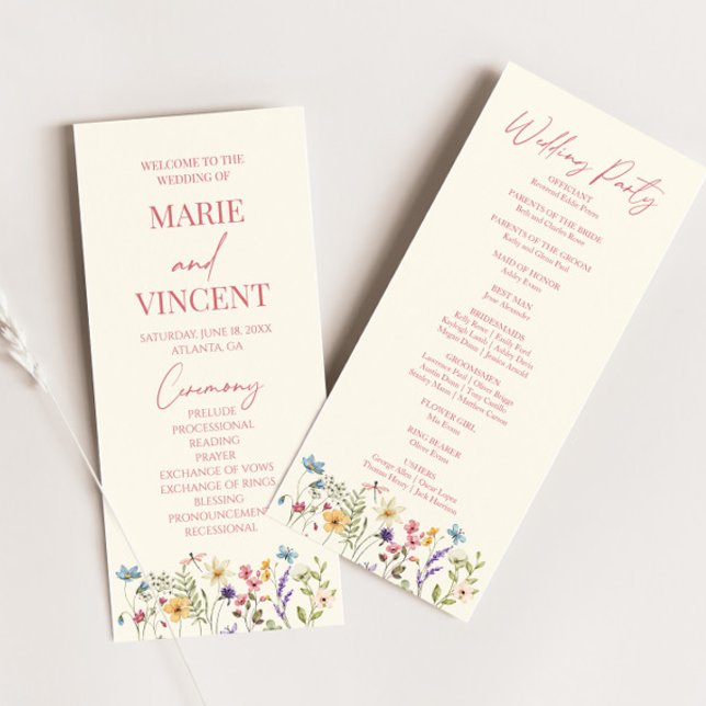 Wildflower Garden Floral Wild Flowers Wedding Programme (Creator Uploaded)