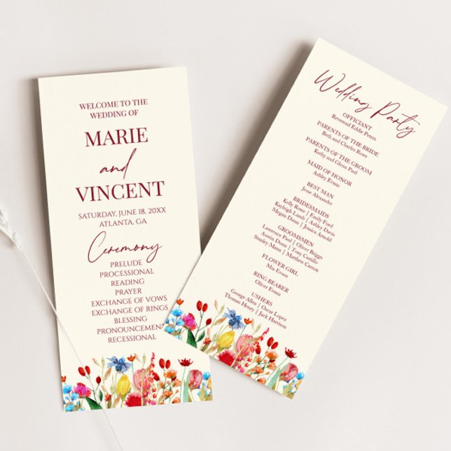 Wildflower Garden Floral Wild Flowers Wedding Programme (Creator Uploaded)
