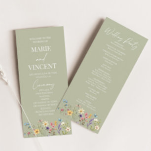Wildflower Garden Floral Wild Flowers Wedding Programme