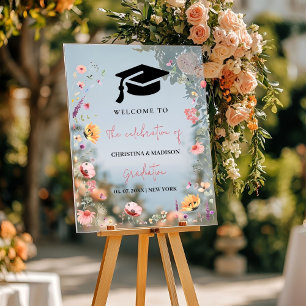 Wildflower Garden Graduation Twin Welcome Sign 
