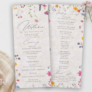 Wildflower Garden Modern Pink Wedding Program