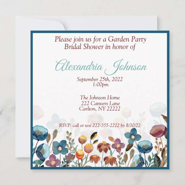 Wildflower Garden Party Bridal Shower Invitation (Front)