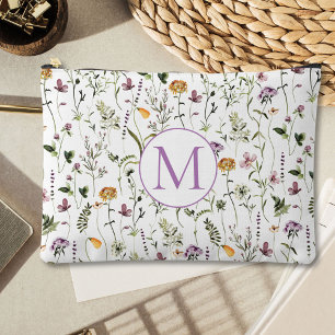 Wildflower Garden Pattern Custom Monogram Accessory Pouch