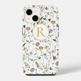 Wildflower Garden Pattern Custom Monogram iPhone 14 Case