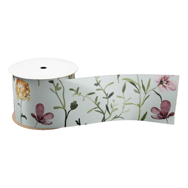 Wildflower Garden Pattern  Satin Ribbon (Spool)