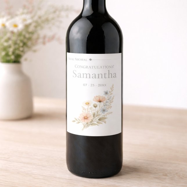Wildflower Garden Personalised Event Wine Label (Creator Uploaded)