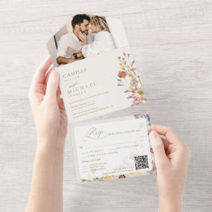 Wildflower Garden Photo Wedding All In One Invitation